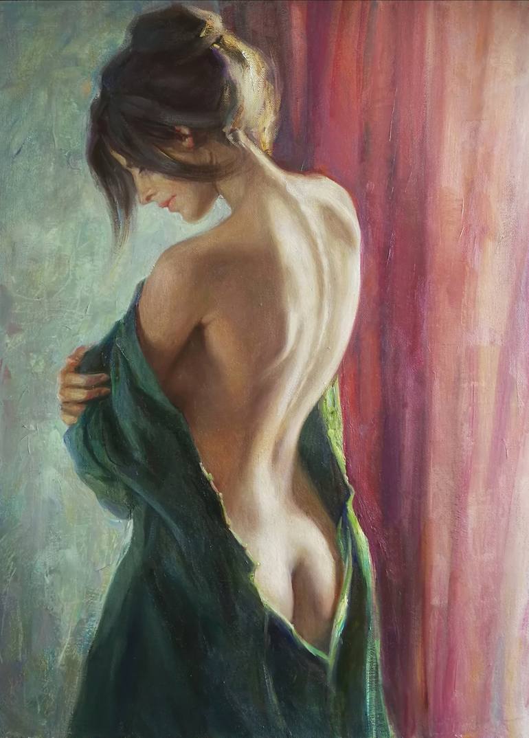 woman undresses