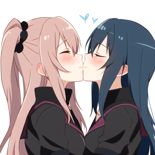 anime lesbians making out