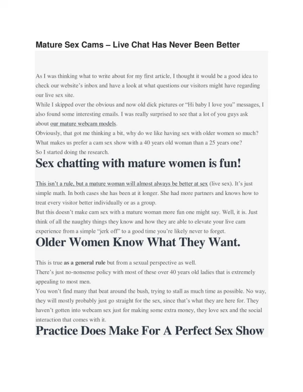 dan kerner recommends mature women sex cams pic