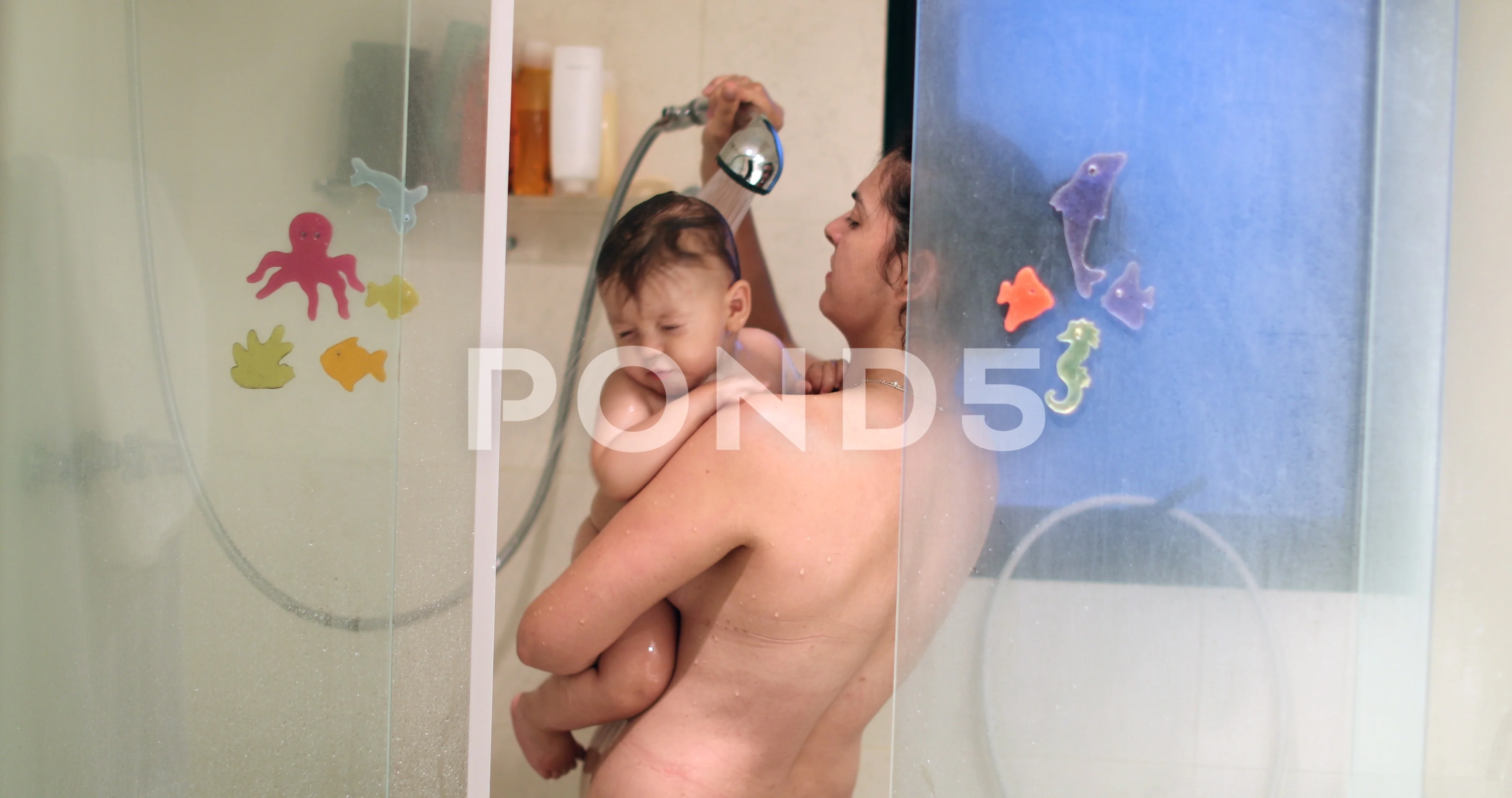 chef farmer add mom in shower with son photo