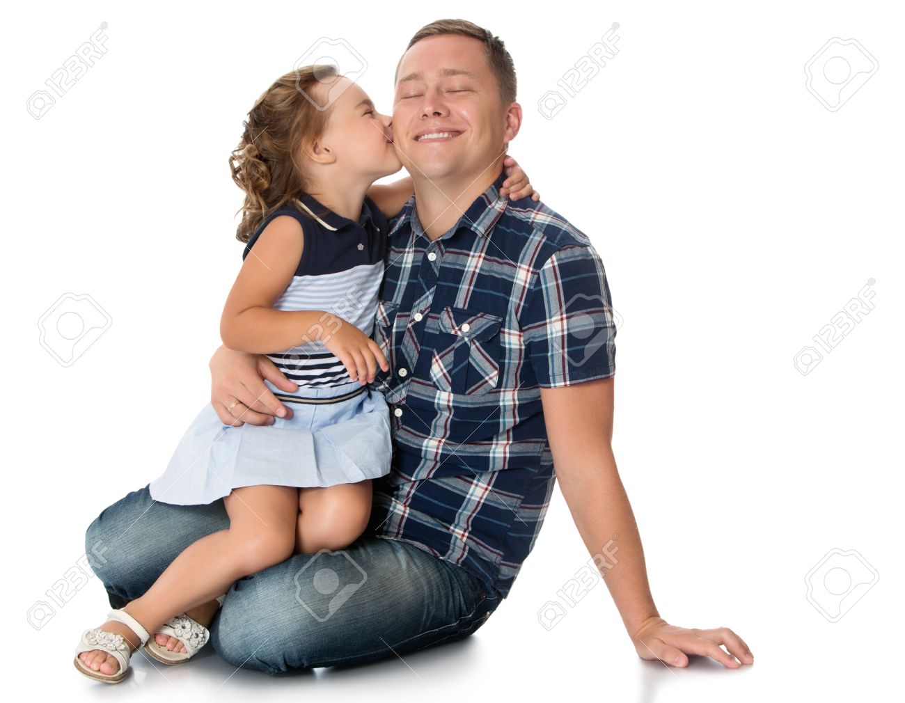 Daughter Sits On Dads Lap hind girls