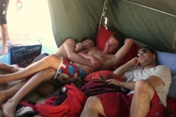 men camping nude