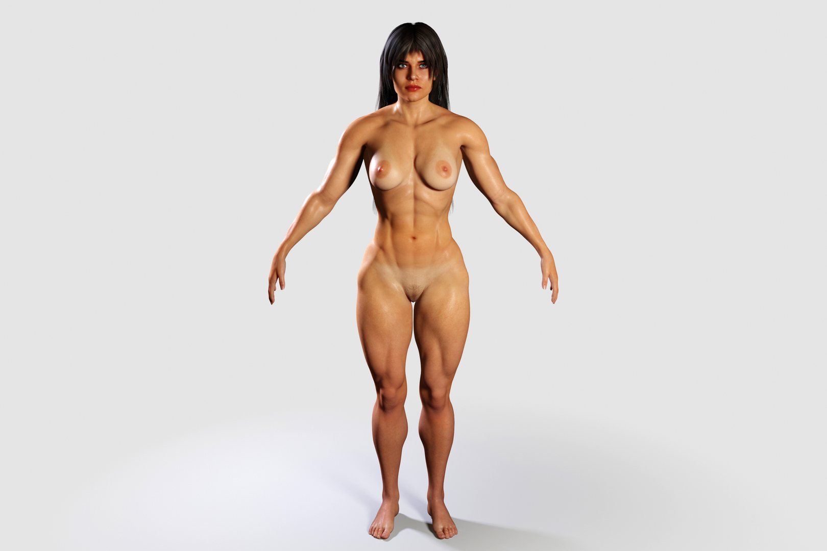 au naturel add naked muscular female photo