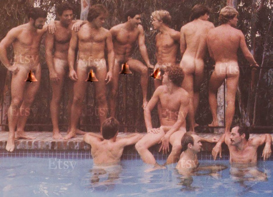 vintage nude male swimming