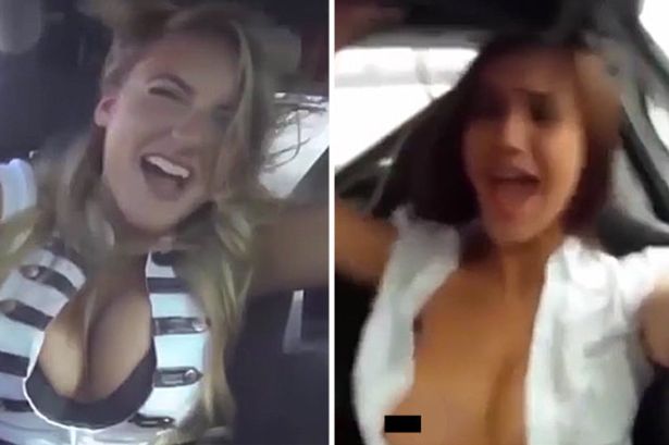 flashing boobs in the car