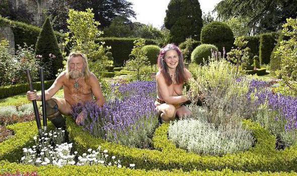 in the garden naked